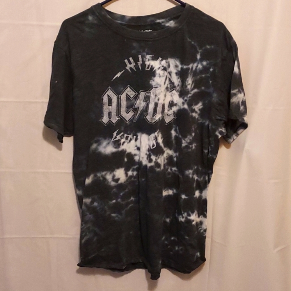 Gray/White Tie Dye AC/DC T-shirt